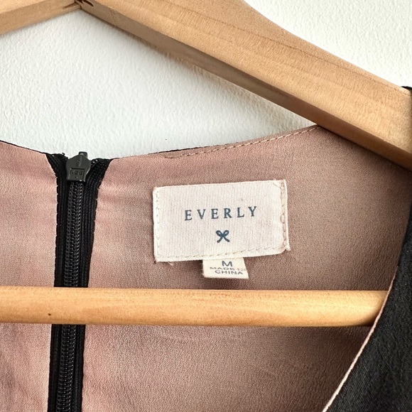 Everly Black Shift Dress with Ladder Lace detail and Nude Lining - size medium - Picture 3 of 4